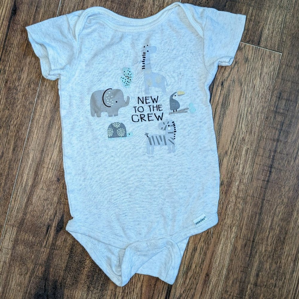 Gerber 3-9M Gray Animal Bodysuit